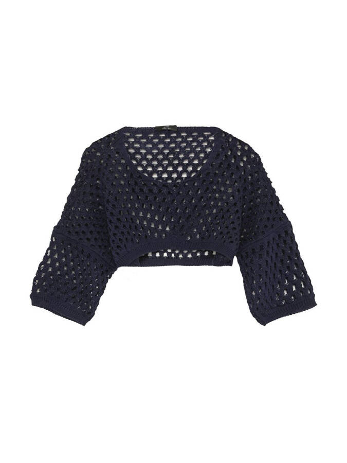 Lace Crop Knit Navy - 2