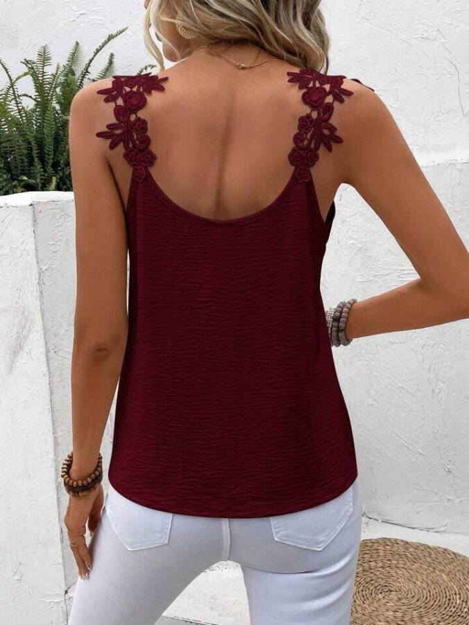 Lace-detailed, sleeveless aerobics top - 4