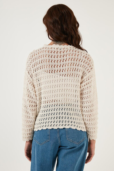 Lace Knitted Cardigan with Boat Neck 6071511 - 10