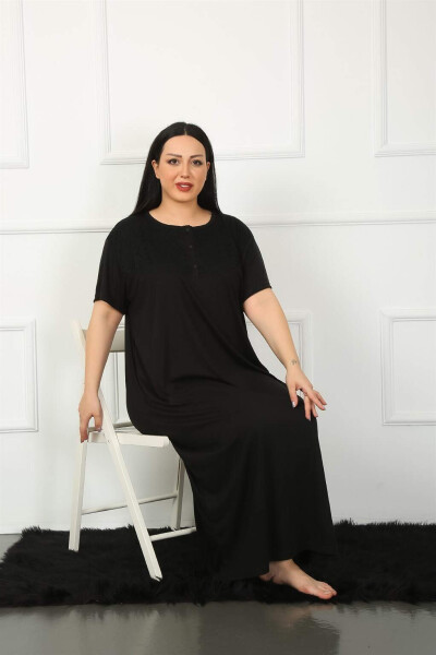 Lace Short Sleeve Black Maternity Nightgown 1348 - 2