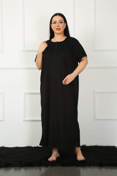 Lace Short Sleeve Black Maternity Nightgown 1348 - 4