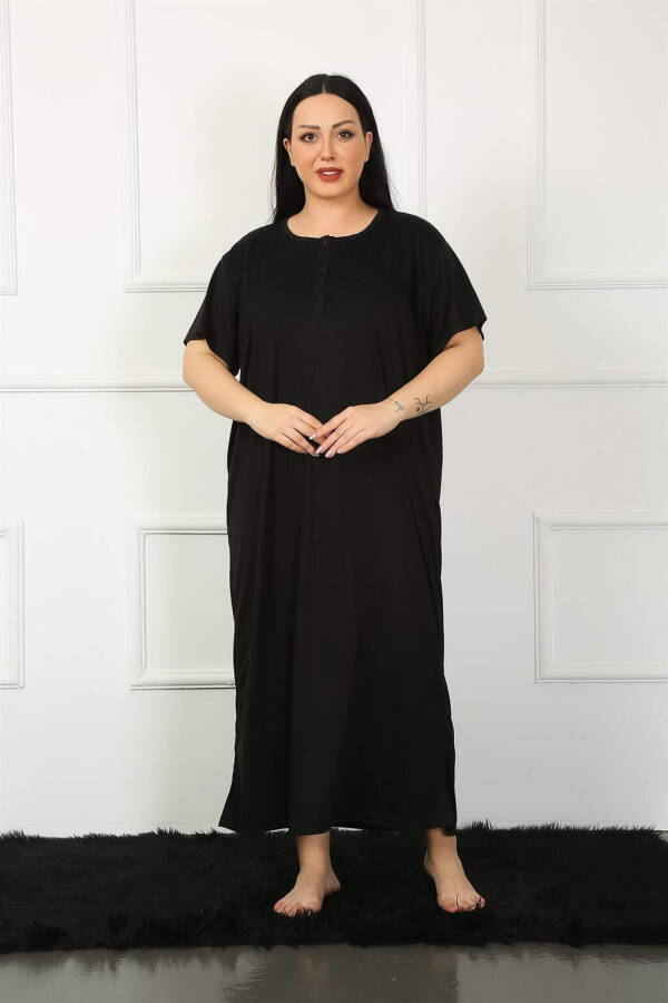 Lace Short Sleeve Black Maternity Nightgown 1348 - 1