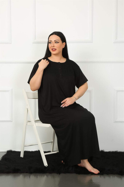 Lace Short Sleeve Black Maternity Nightgown 1348 - 3