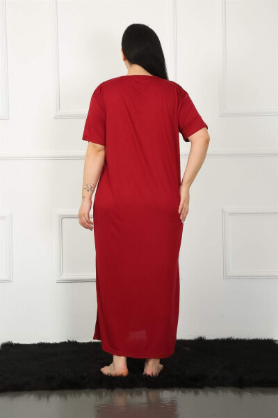 Lace Short Sleeve Burgundy Maternity Nightgown 1348 - 7