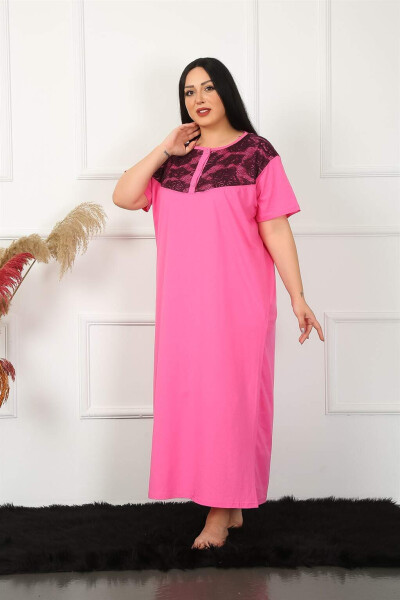 Lace Short Sleeve Fuchsia Maternity Nightgown 1348 - 5