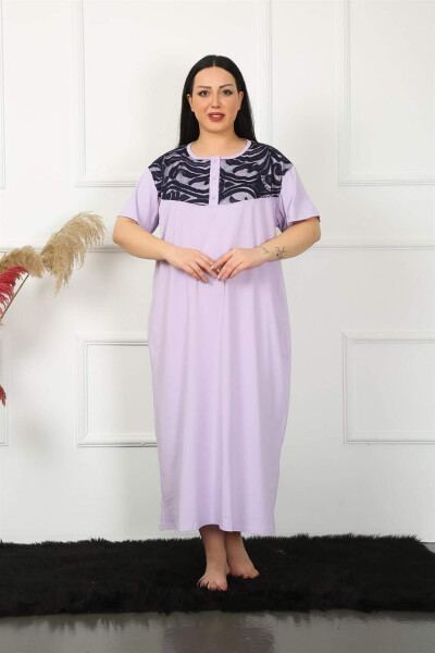 Lace Short Sleeve Lilac Maternity Nightgown 1348 - 1