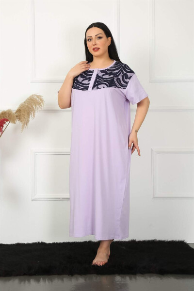 Lace Short Sleeve Lilac Maternity Nightgown 1348 - 5