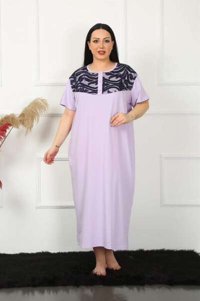 Lace Short Sleeve Lilac Maternity Nightgown 1348 - 6