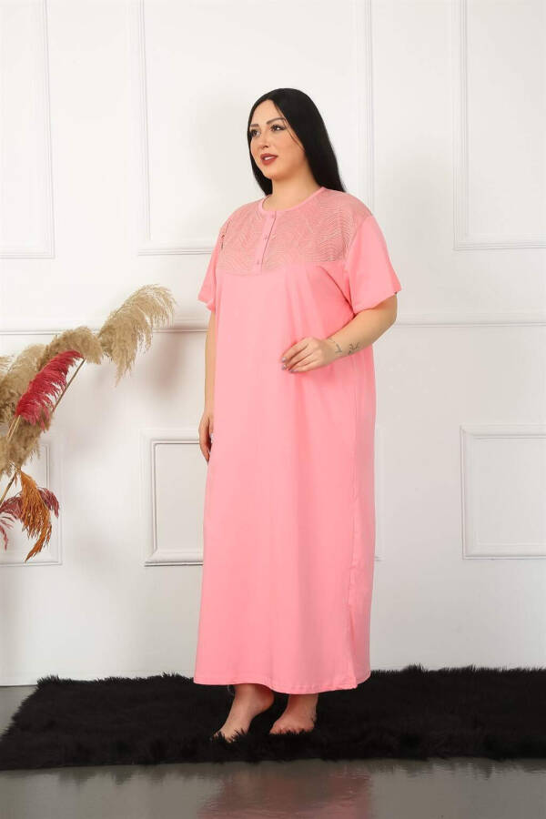 Lace Short Sleeve Maternity Nightgown 1348 - 4