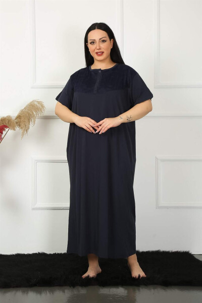 Lace Short Sleeve Navy Maternity Nightgown 1348 - 1