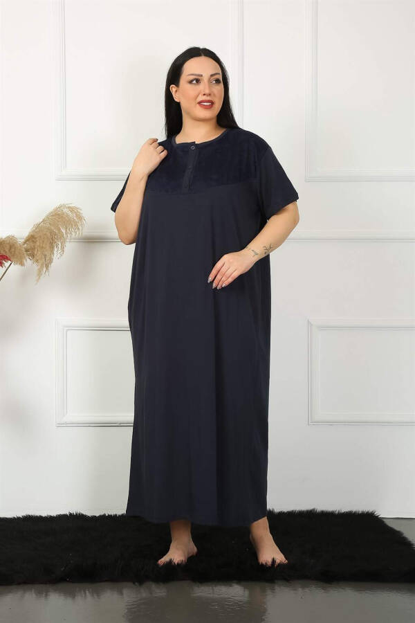 Lace Short Sleeve Navy Maternity Nightgown 1348 - 2