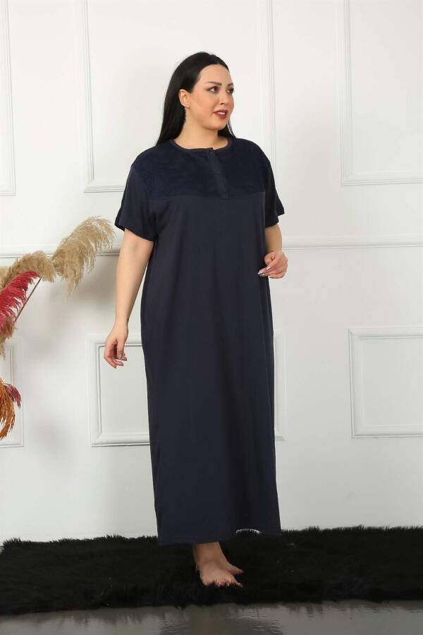 Lace Short Sleeve Navy Maternity Nightgown 1348 - 3