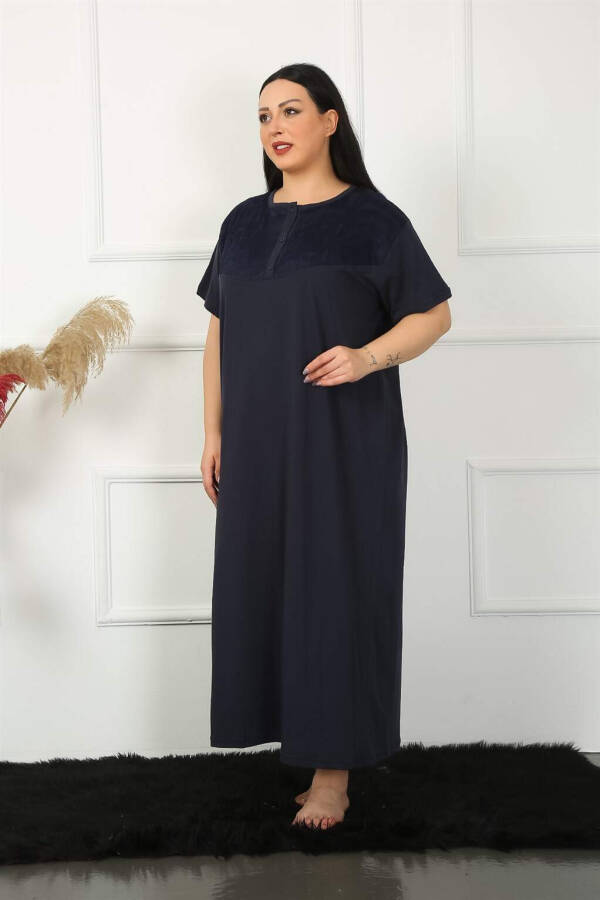 Lace Short Sleeve Navy Maternity Nightgown 1348 - 4