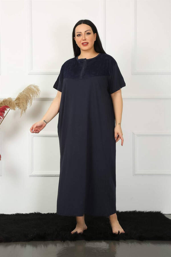 Lace Short Sleeve Navy Maternity Nightgown 1348 - 5