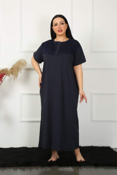 Lace Short Sleeve Navy Maternity Nightgown 1348 - 6