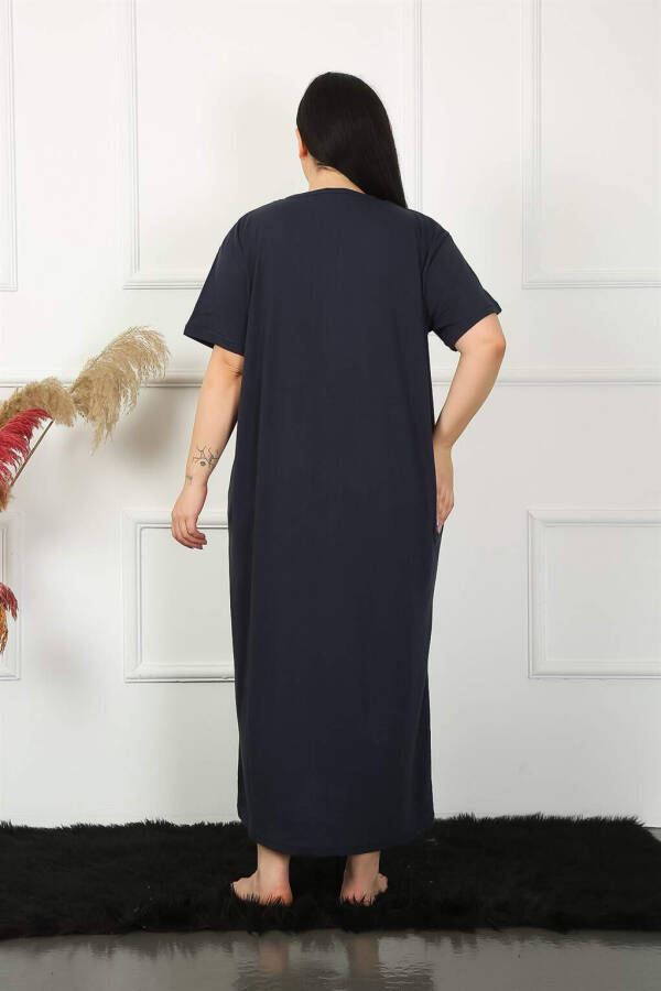 Lace Short Sleeve Navy Maternity Nightgown 1348 - 7