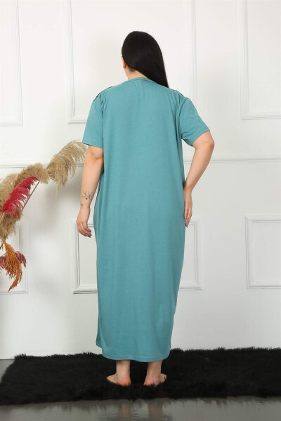 Lace Short Sleeve Petrol Maternity Nightgown 1348 - 6