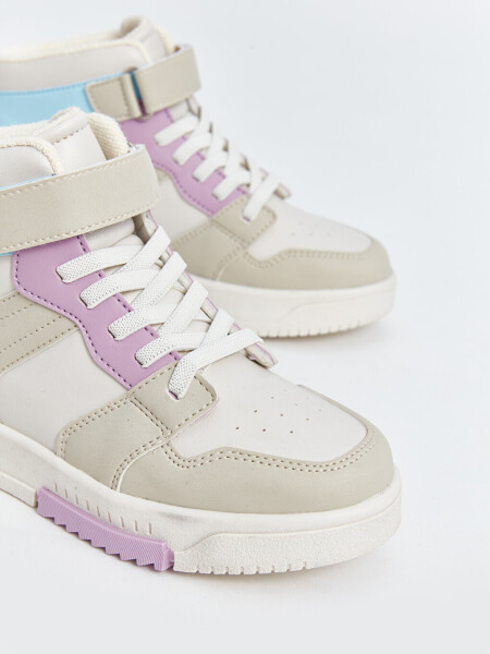 Laced Ankle-High Girls' Sneakers - 8