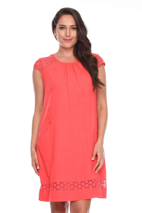 Laced Plus Size Dress Coral - 2