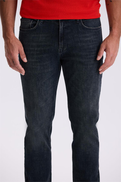 Lacivert-1 Slim Fit Yıkamalı Eskitme Pamuklu Dar Kalıp Jean Kot Pantolon - 7