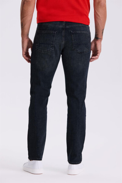 Lacivert-1 Slim Fit Yıkamalı Eskitme Pamuklu Dar Kalıp Jean Kot Pantolon - 8