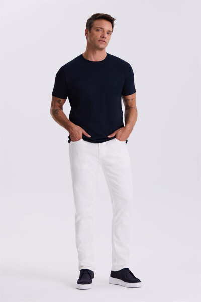 Lacivert %100 Pamuk Slim Fit Bisiklet Yaka Basic T-Shirt - 2