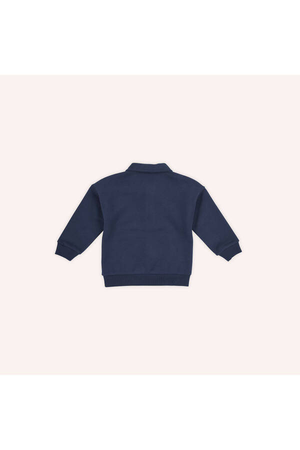 Lacivert düğmeli erkek bebek sweatshirt - 5