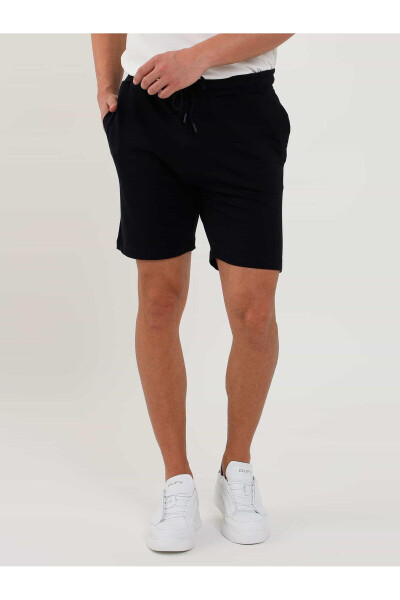 Lacivert Erkek Regular Fit Düz Casual Örme Short - 88543 - 4