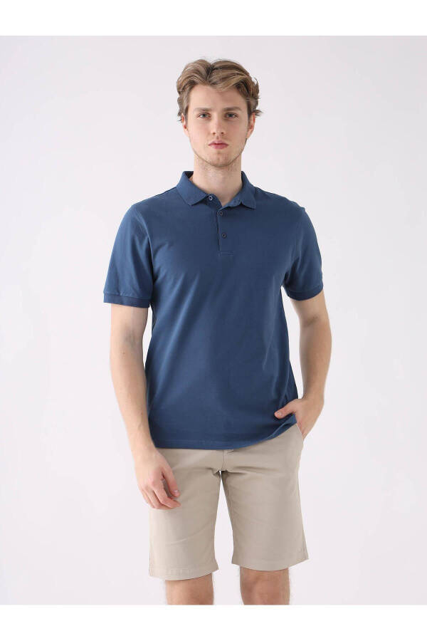 Lacivert Erkek Slim Fit Düz Polo Yaka T-shirt - 1