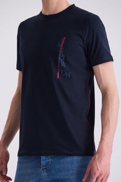 Lacivert Slim Fit Bisiklet Yaka T-Shirt - 3