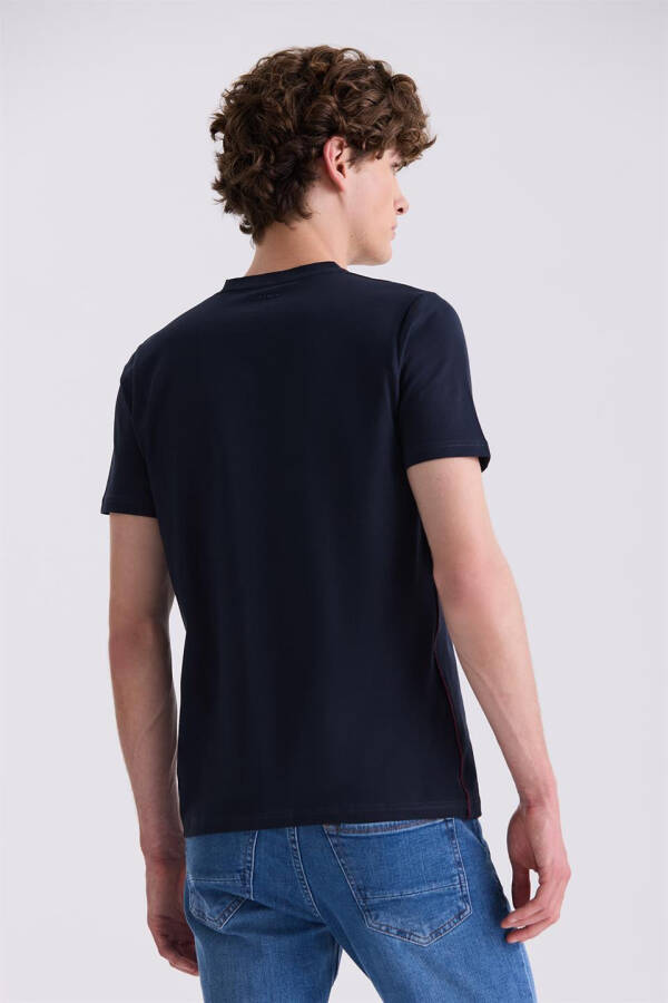 Lacivert Slim Fit Bisiklet Yaka T-Shirt - 4