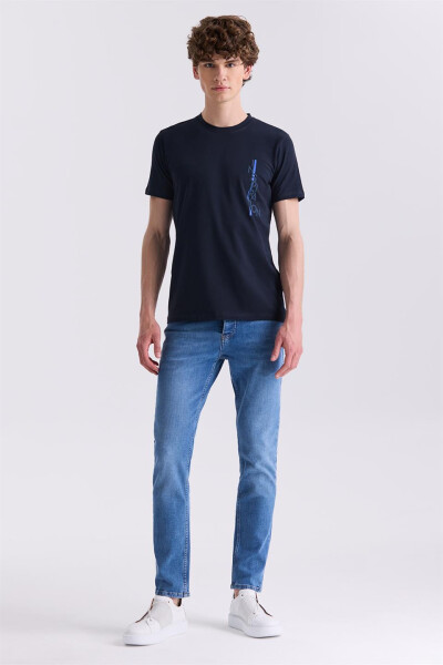 Lacivert Slim Fit Bisiklet Yaka T-Shirt - 2