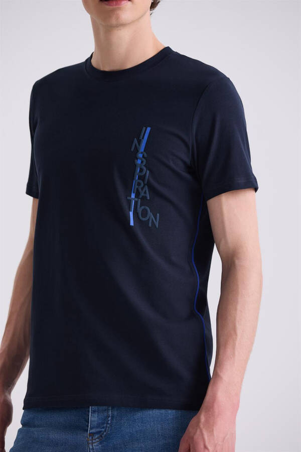 Lacivert Slim Fit Bisiklet Yaka T-Shirt - 3