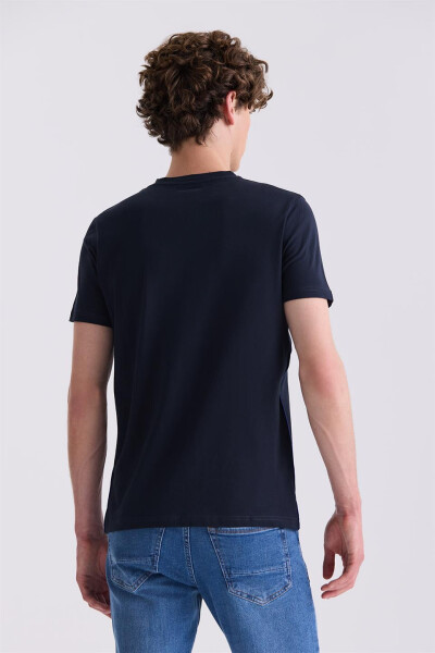 Lacivert Slim Fit Bisiklet Yaka T-Shirt - 4