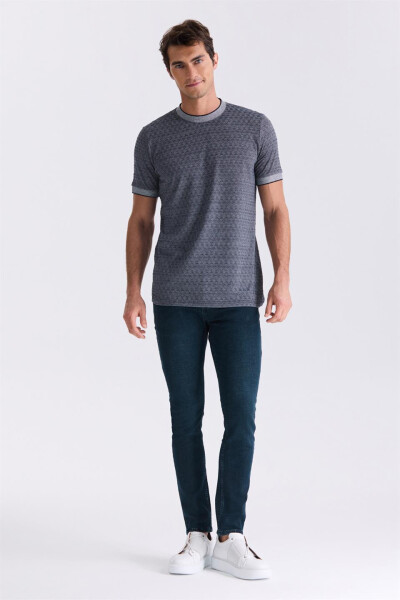 Lacivert Slim Fit Bisiklet Yaka T-Shirt - 1