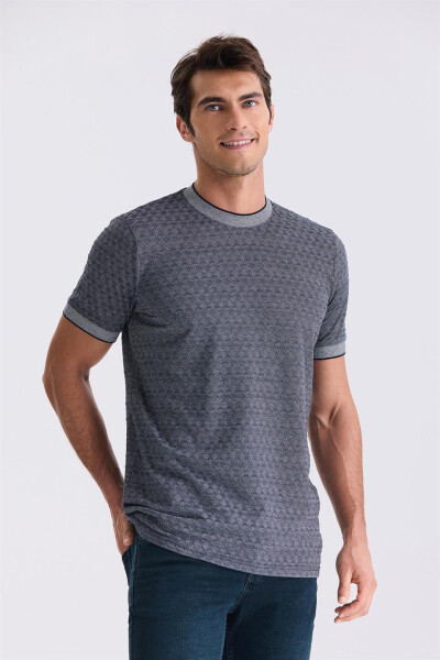 Lacivert Slim Fit Bisiklet Yaka T-Shirt - 2