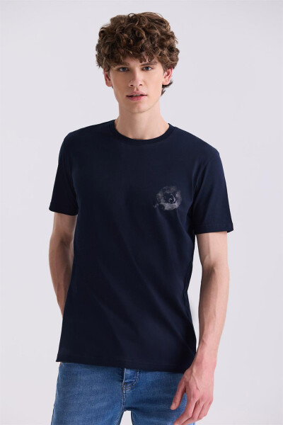 Lacivert Slim Fit Bisiklet Yaka T-Shirt - 1