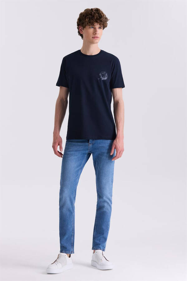 Lacivert Slim Fit Bisiklet Yaka T-Shirt - 2