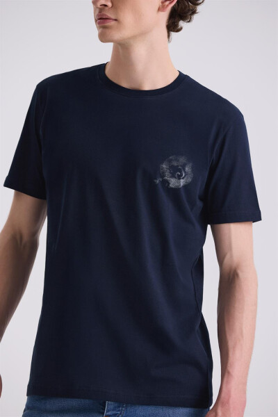 Lacivert Slim Fit Bisiklet Yaka T-Shirt - 3