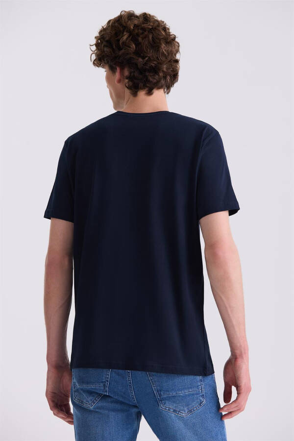 Lacivert Slim Fit Bisiklet Yaka T-Shirt - 4