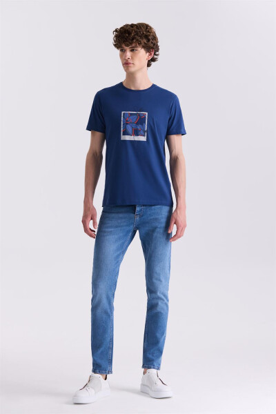 Lacivert Slim Fit Bisiklet Yaka T-Shirt - 2