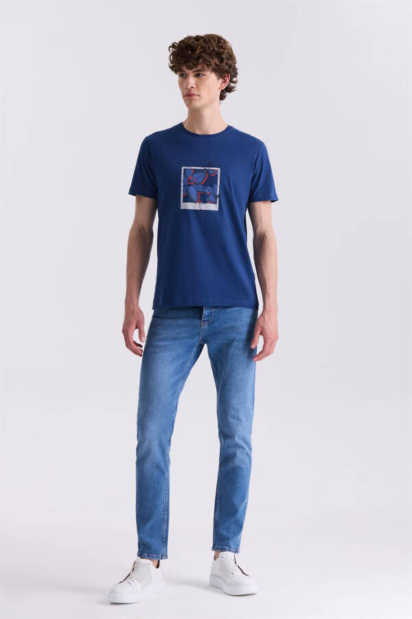 Lacivert Slim Fit Bisiklet Yaka T-Shirt - 2