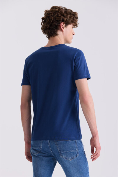 Lacivert Slim Fit Bisiklet Yaka T-Shirt - 4