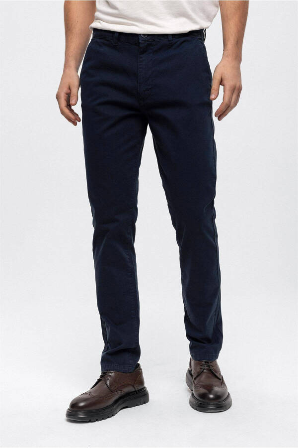 Lacivert Slim Fit Pamuklu Chino Pantolon - 2