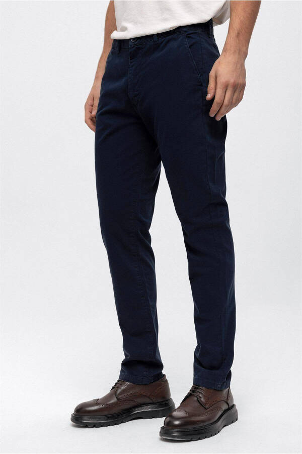 Lacivert Slim Fit Pamuklu Chino Pantolon - 3