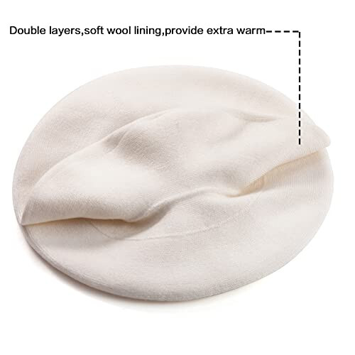 LADYBRO 2 Layers French Beret Hats for Women, Warm Cable Knit Beret Wool Beret Soft Hat - 3