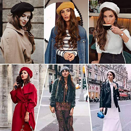 LADYBRO 2 Layers French Beret Hats for Women, Warm Cable Knit Beret Wool Beret Soft Hat - 4