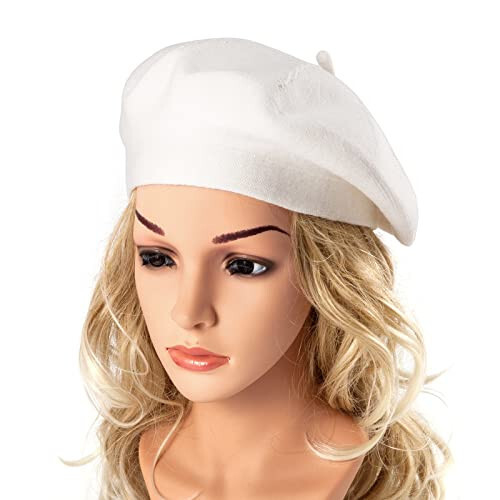 LADYBRO 2 Layers French Beret Hats for Women, Warm Cable Knit Beret Wool Beret Soft Hat - 5