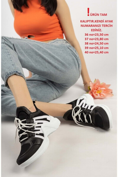 Lambırlent 2133 Ayollar uchun Moda Sport Sneaker Poyafzallari QORA-OQQISH - 17