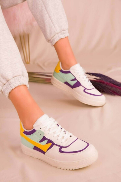 Lambırlent 2290 Unisex Sports Shoes BEIGE-PURPLE-GREEN - 13